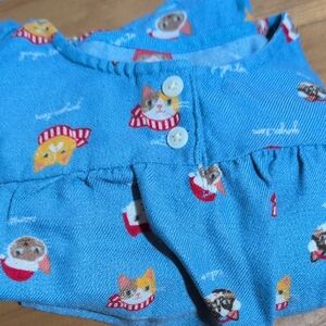 Lands' End Blue Nightgown with Cat Print